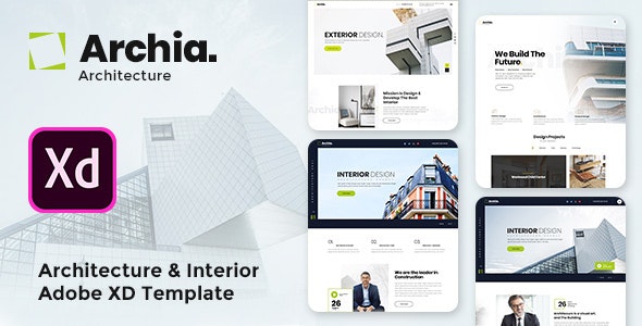 Archia - Architecture &amp; Interior Adobe XD Template