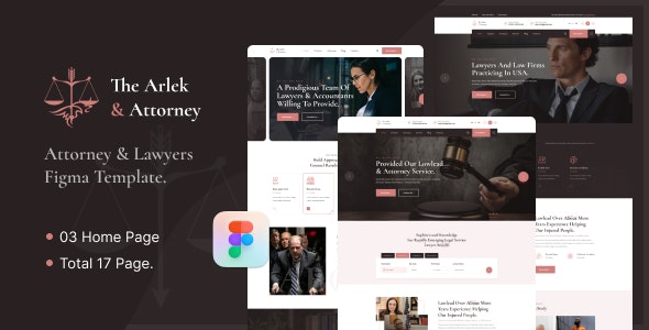 Arlaw - Lawyer Attorney &amp; Law Firm Figma Template.