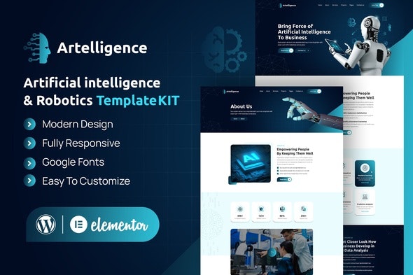 Artelligence - AI &amp; Robotics Elementor Template Kit