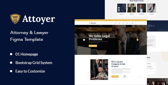 Attoyer - Attorney &amp; Lawyer  Figma Template