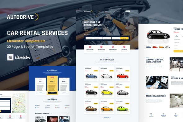 Autodrive - Car Rental &amp; Dealer Elementor Template Kit