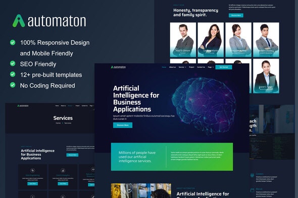 Automaton - Artificial Intelligence &amp; Technology Services Elementor Template Kit