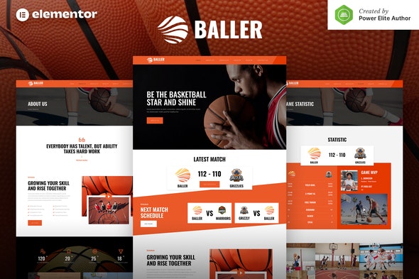 Baller – Basketball Team &amp; Sports Club Elementor Template Kit