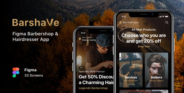 Barshave - Figma Barbershop &amp; Hairdresser App