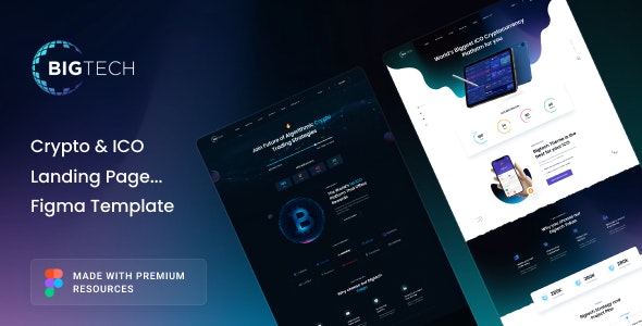 Bigtech - ICO &amp; Crypto Landing Figma Template