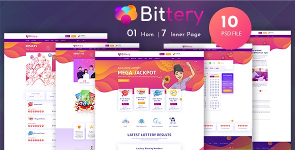 Bittery - Online Lotto &amp; Lottery PSD Template