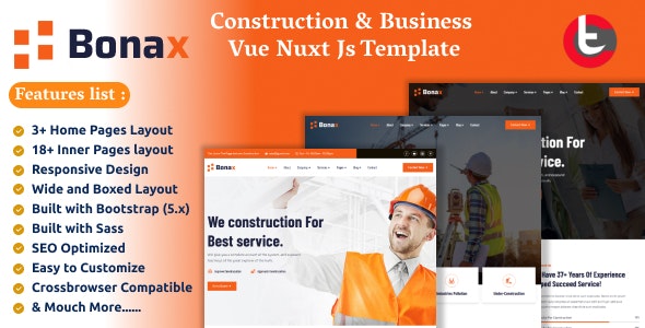 Bonax - Construction &amp; Business Vue Nuxt Template