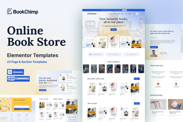 BookChimp - Online Book Store Website Elementor Template Kit