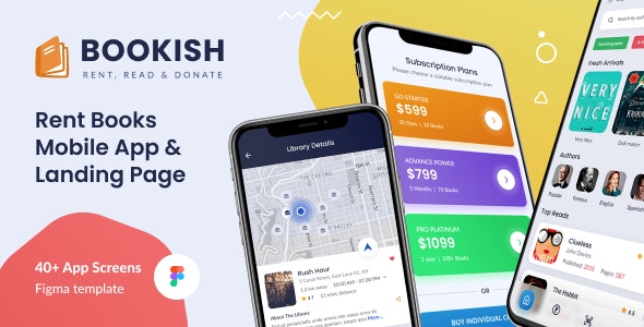 Bookish | Rent a Book - Mobile UI Screens Figma Template