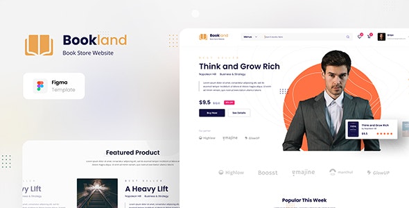 Bookland - Book Store Ecommerce Website Figma Template