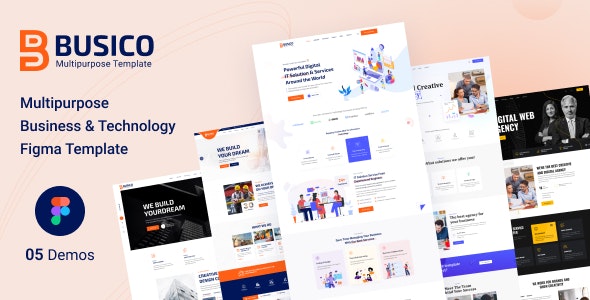 Busico – Multipurpose Business &amp; Technology Figma Template