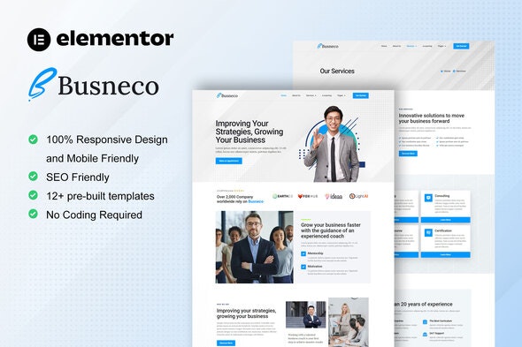 Busneco - Business Coach &amp; Consulting Elementor Template Kit