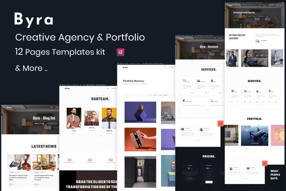 Byra - Creative Agency &amp; Modern Portfolio Elementor Template Kit
