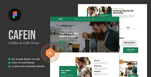 Cafein - Coffee Bar &amp; Cafe Figma Template