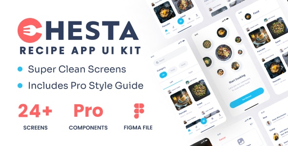 Chesta - Cooking Food Recipe Mobile  App UI Kit Figma