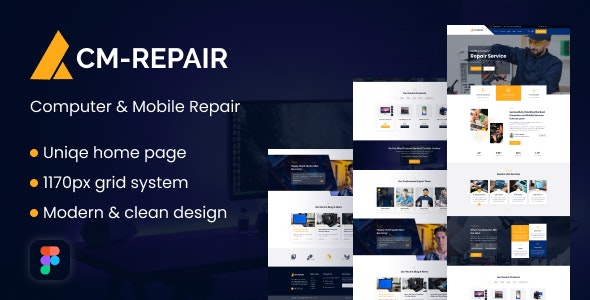 CM-Repair - Computer and Mobile Repair Store Figma Template