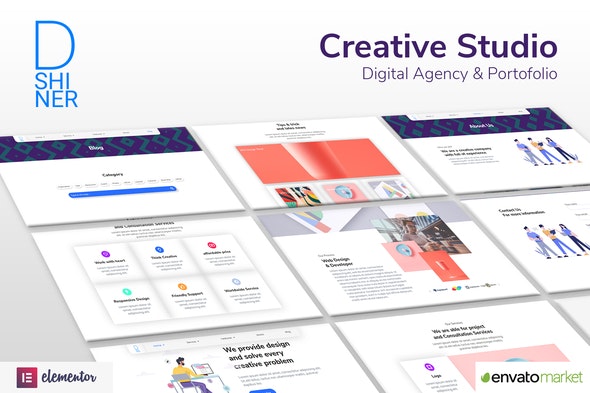 D'Shiner Creative Studio &amp; Digital Agency Elementor Template Kit