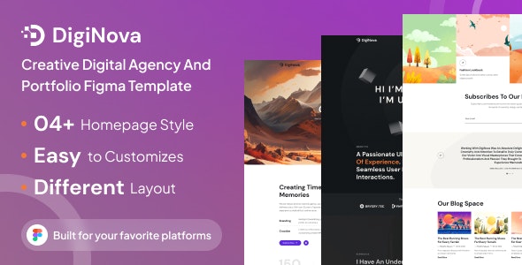 DigiNova - Creative Digital Agency &amp; Portfolio Figma Template