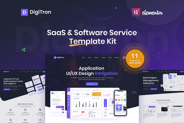 Digitron - Software &amp; SaaS Elementor  Template Kit