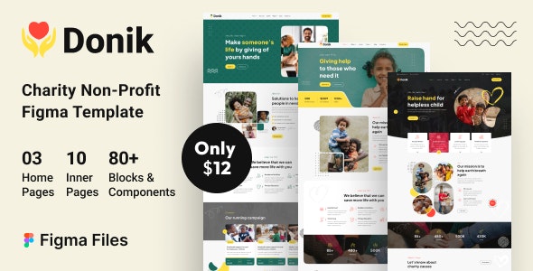 Donik  –  Charity &amp; Fundraising Figma Template