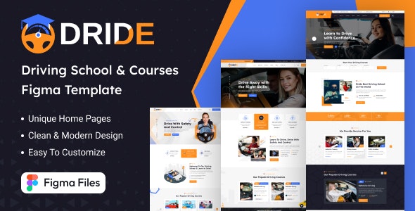 Dride - Driving School &amp; Courses Figma Template