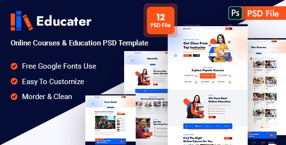 Educater - Online Courses &amp; Education PSD Template