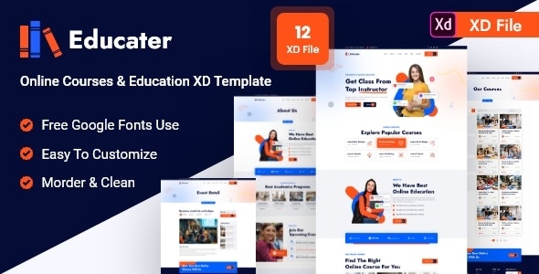 Educater - Online Courses &amp; Education XD Template
