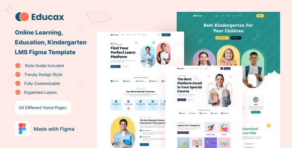 Educax- Online Learning, Education, Kindergarten LMS Figma Template