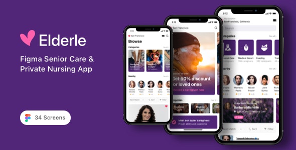 Elderle - Figma Senior Care &amp; Private Nursing App