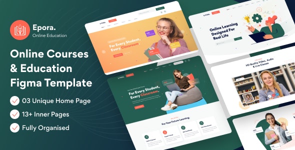 Epora - Online Courses &amp; Education Figma Template