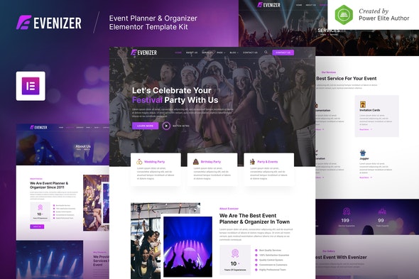 Evenizer – Event Planner &amp; Organizer Elementor Template Kit