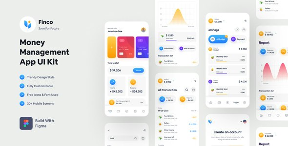 Finco - Money Management App Figma UI Kit