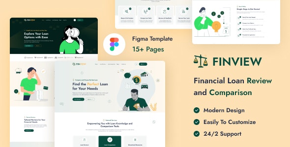 Finview - Financial Loan Review and Comparison Website Figma Template
