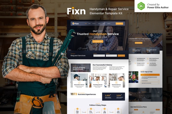 Fixn – Handyman &amp; Repair Service Elementor Template Kit