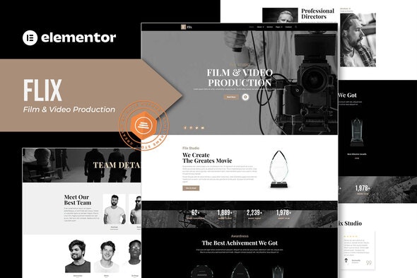 Flix - Film &amp; Video Production Elementor Template Kit