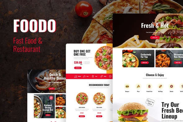 Foodo - Fast Food &amp; Pizza Elementor Template Kit