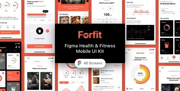 Forfit - Figma Health &amp; Fitness Mobile UI Kit