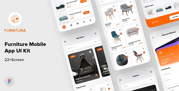 FURNITURA - Furniture Mobile App UI Kit For Figma