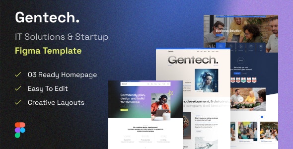 Gentech - IT Solutions &amp; Startup Figma Template