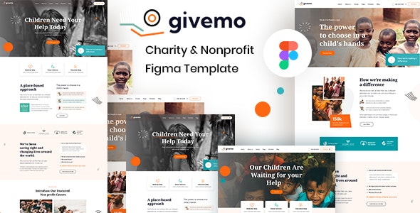 Givemo - Charity &amp; Nonprofit Figma Template