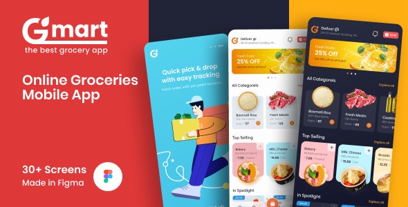 Gmart | Groceries Mobile UI Screens Figma Template