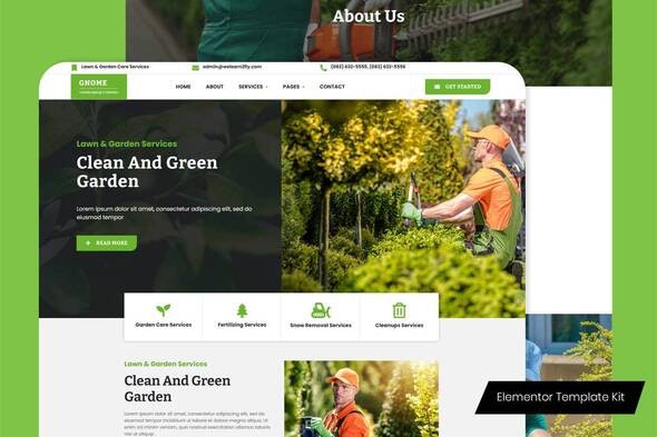 Gnome - Lawn &amp; Garden Care Services Elementor Template Kit