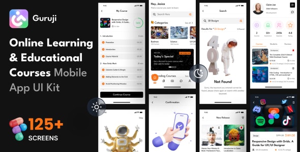 Guruji - Online Learning and Education App Figma UI Kit Template