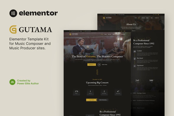 Gutama – Music Composer &amp; Producer Elementor Template Kit