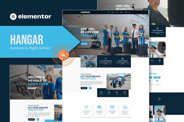 Hangar - Aviation &amp; Flight School Elementor Template Kit