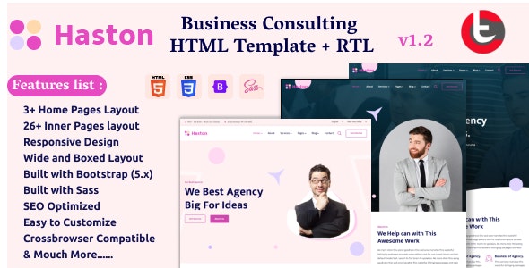 Haston - Business Consulting HTML Template + RTL Supported