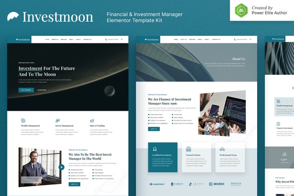 Investmoon – Finance &amp; Investment Manager Elementor Template Kit