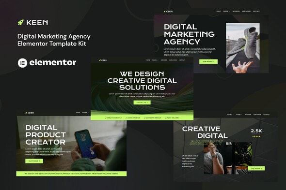 Keen - Dark Digital Marketing Agency Elementor Template Kit