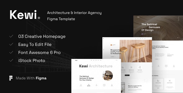 Kewi - Architecture &amp; Interior Agency Figma Template