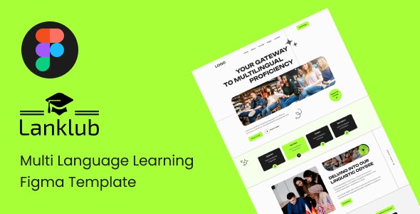 Lanklub - Multi Language learning Figma Template.